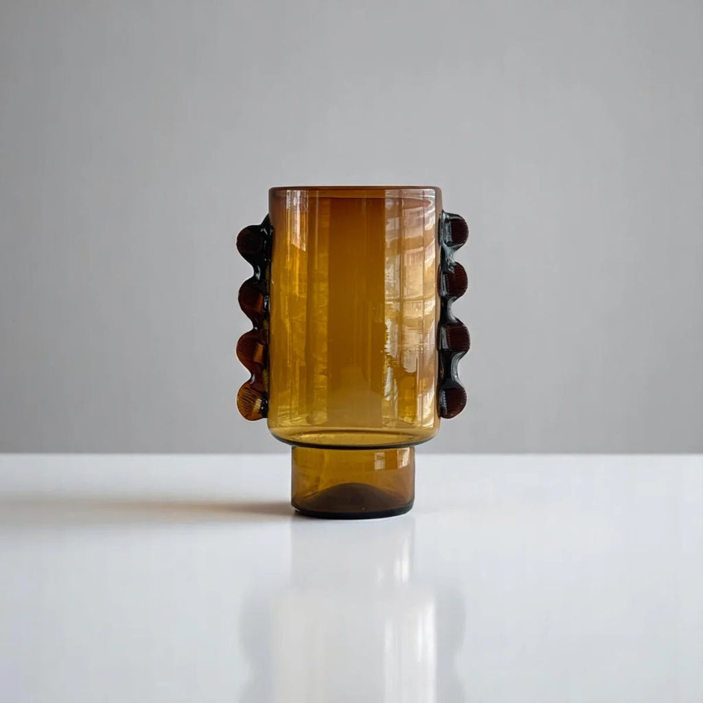 Mouth-Blown Recycled Amber Glass Vase