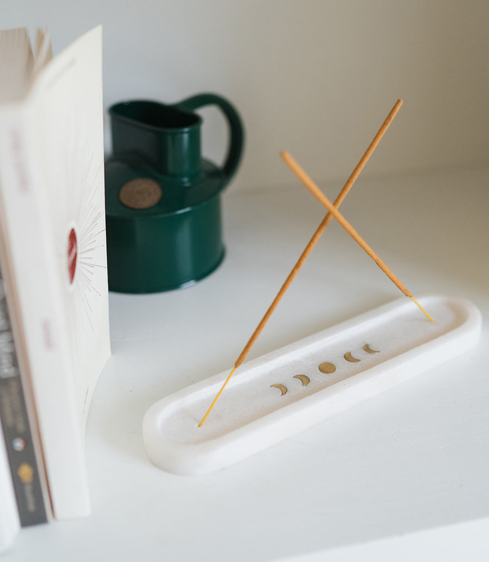 Moon Phase Marble Incense Holder