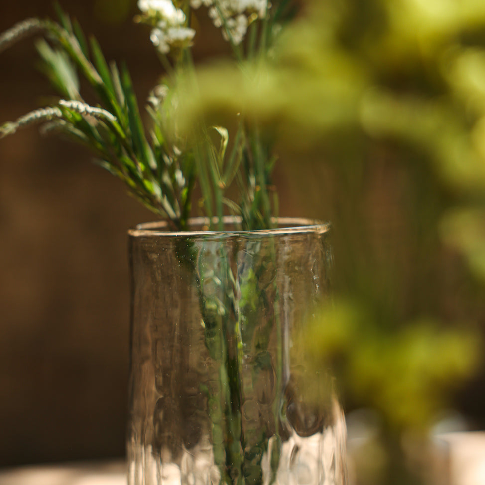 Tall Pebbled Glass Vase