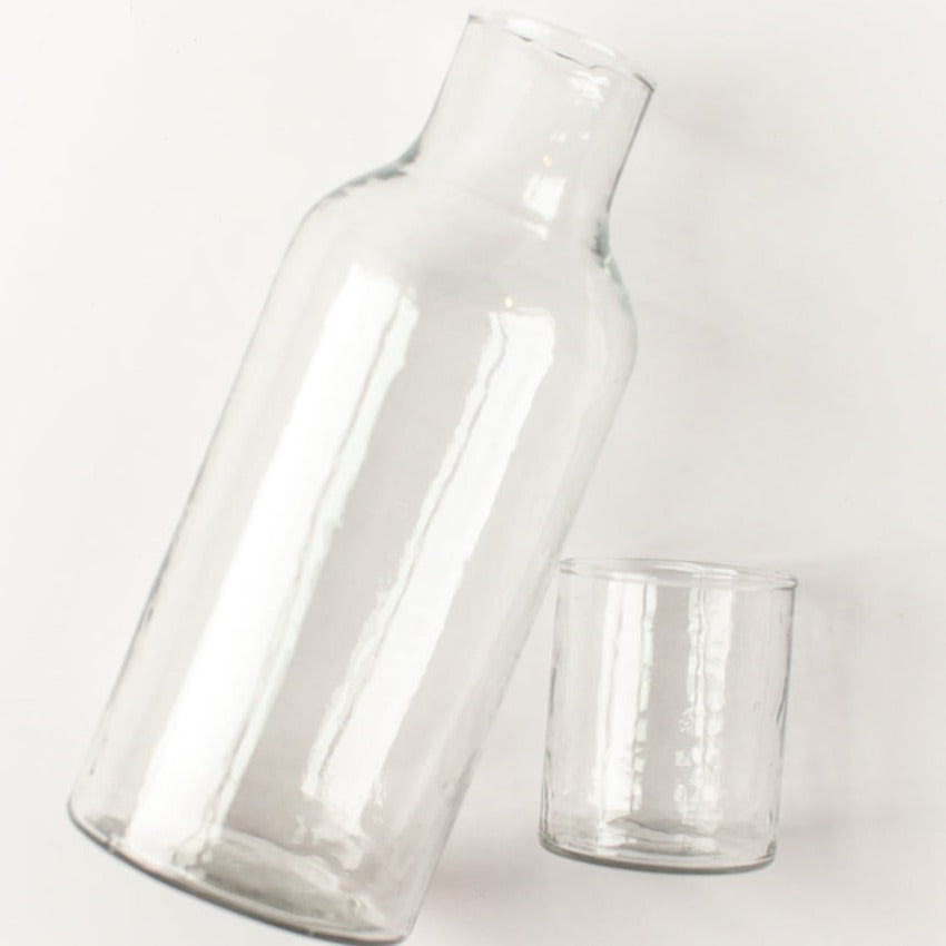 Handblown Hammered Glass Carafe Set