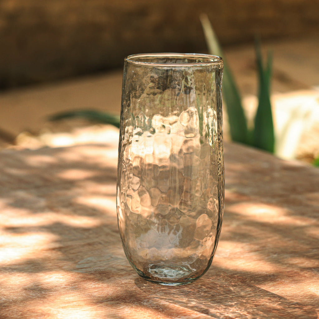 Tall Pebbled Glass Vase