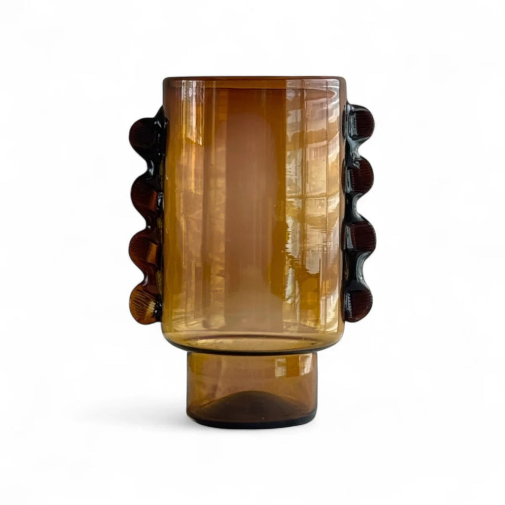 Mouth-Blown Recycled Amber Glass Vase