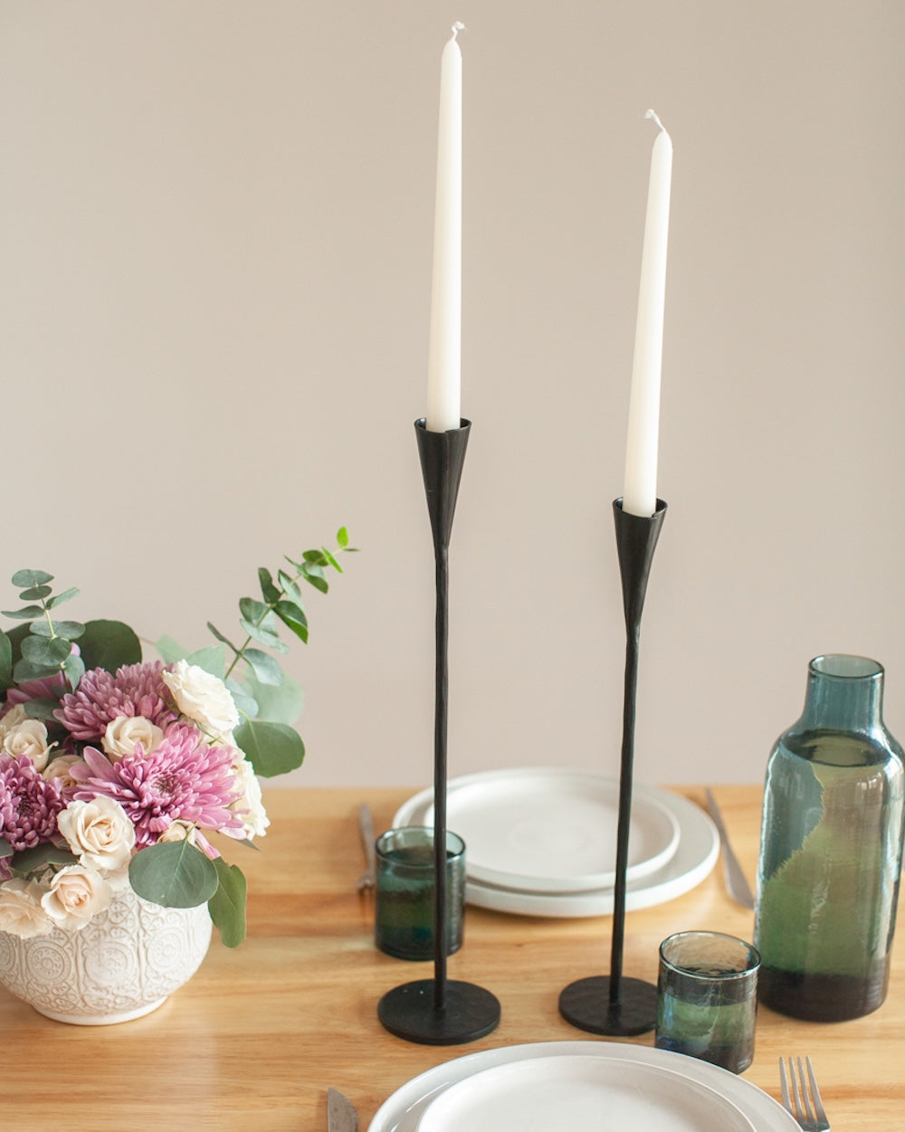 Hand-Forged Iron Taper Candle Holders