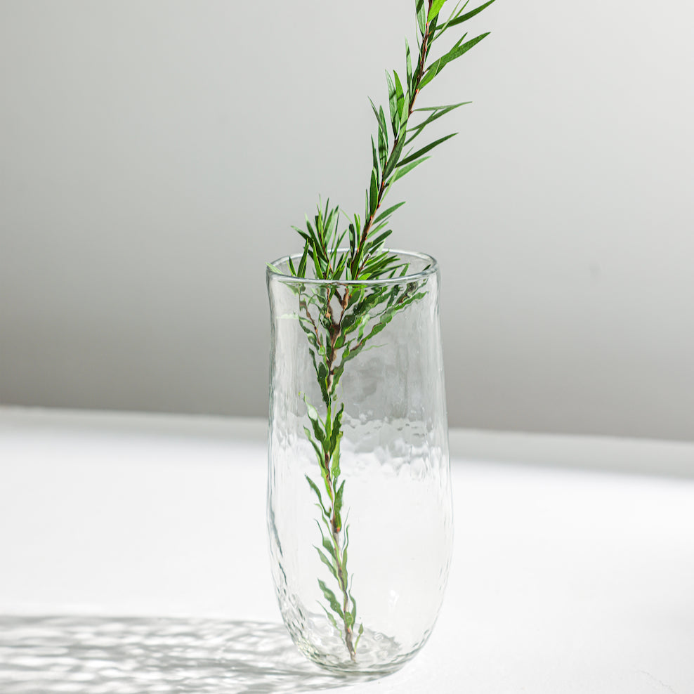 Tall Pebbled Glass Vase