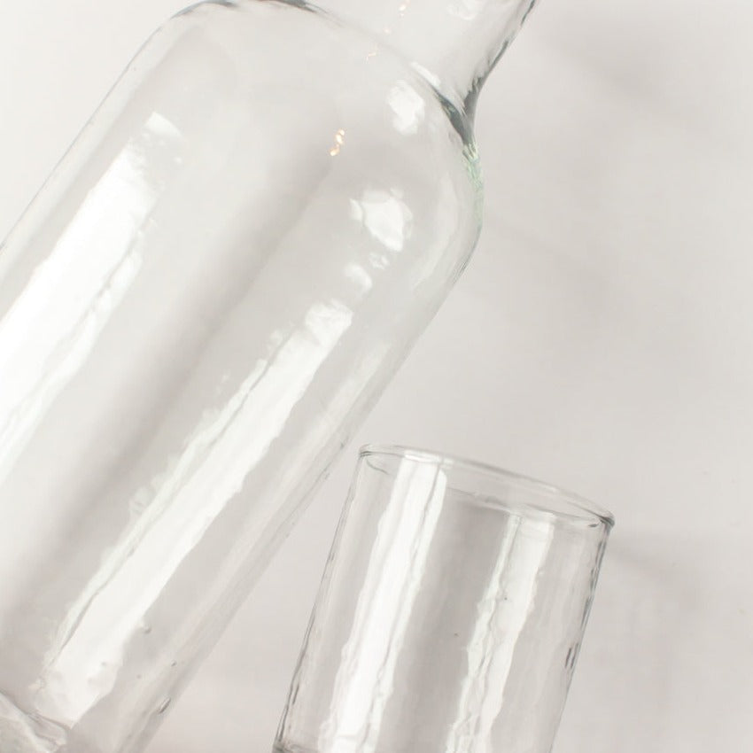 Handblown Hammered Glass Carafe Set