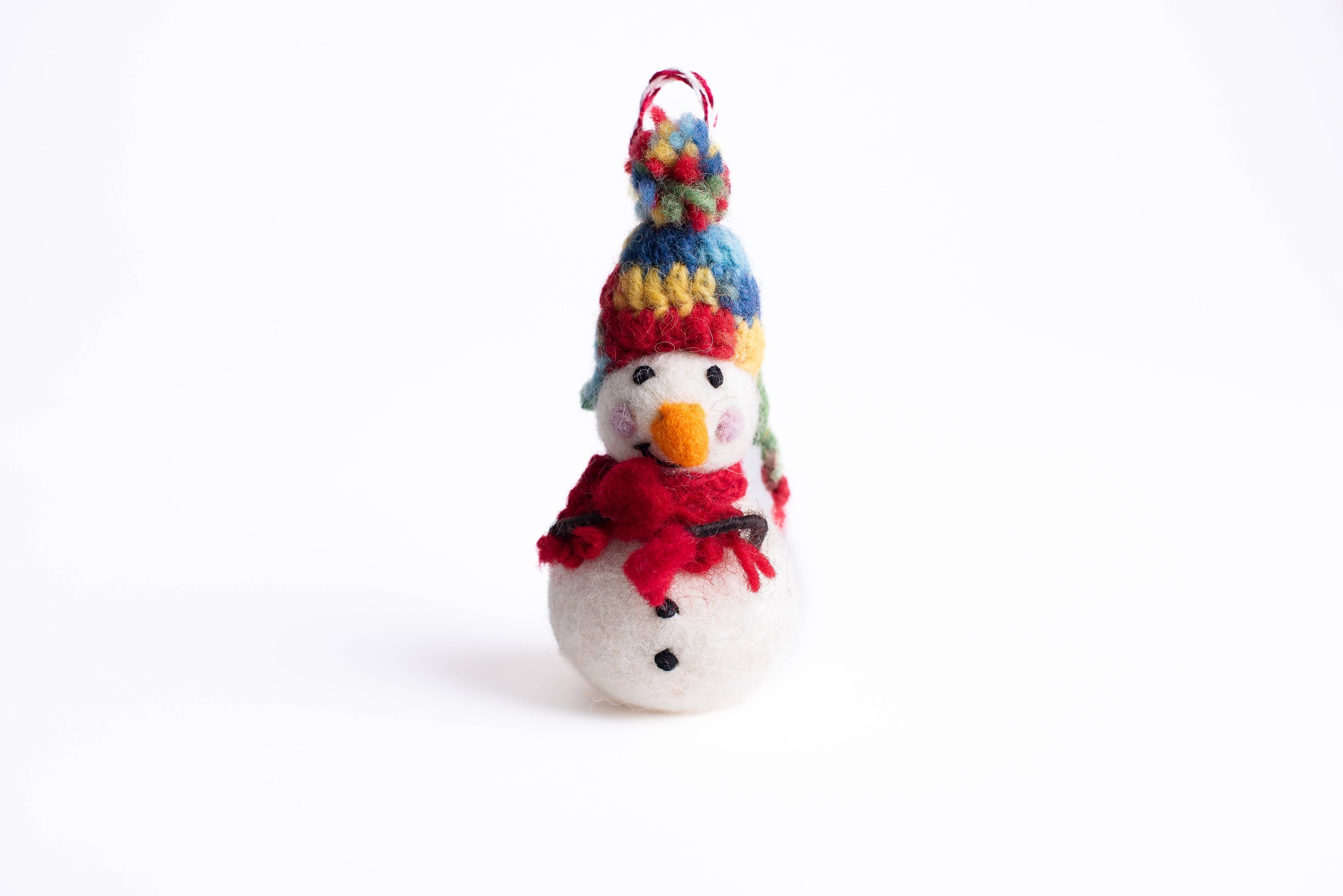 Handcrafted Wool Ornament: Snowman