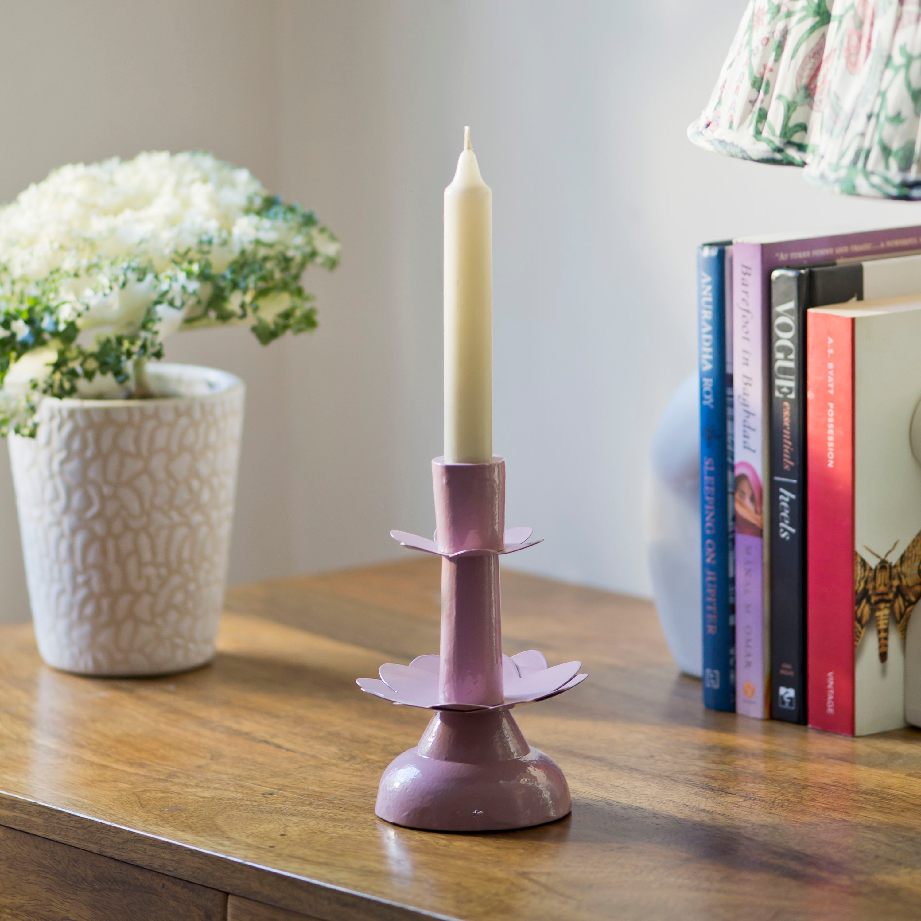 Lotus Blossom Metal Taper Candleholder